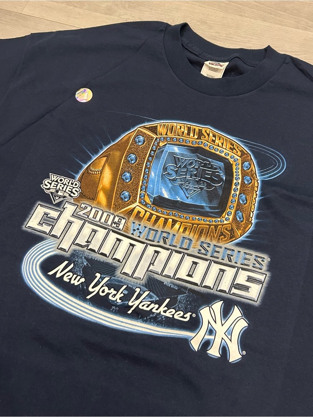 New York Yankees Shirt Sz 2XL 2009 World Series Champions Ring MLB Baseball Vtg